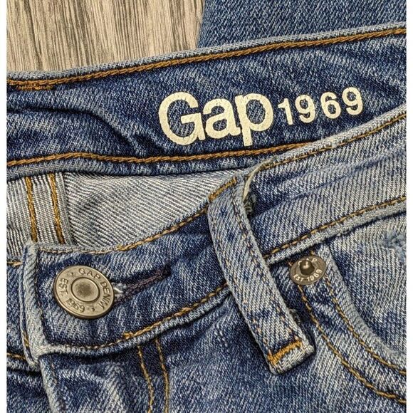 Gap 1969 Womens Sized 25 R Authentic True Skinny Distressed Denim Blue Jeans - Picture 4 of 12